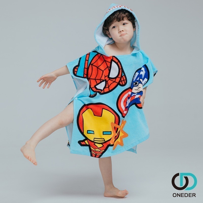 漫威蜘蛛人純棉連帽浴巾 冰雪奇緣 迪士尼公主 寶可夢皮卡丘 斗篷浴巾-規格圖5