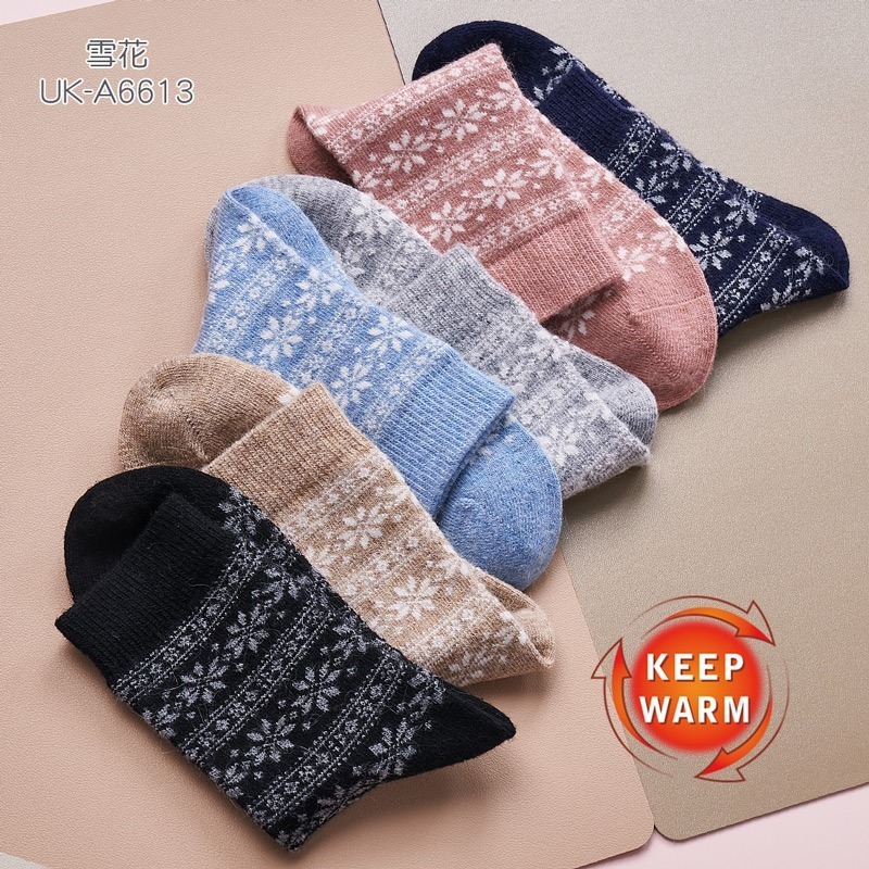 兔羊毛襪 雪花保暖襪 女長襪 冬季保暖襪 厚襪子 羊毛襪 UK-A6613【旺達棉品】-規格圖5