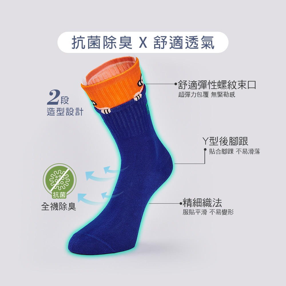 大嘴猴 PAUL FRANK 抗菌撞色中長襪 正版授權 女襪 中長襪 PF005【旺達棉品】-細節圖3