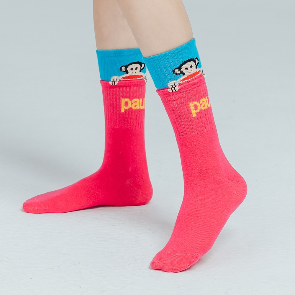 大嘴猴 PAUL FRANK 抗菌撞色中長襪 正版授權 女襪 中長襪 PF005【旺達棉品】-細節圖5