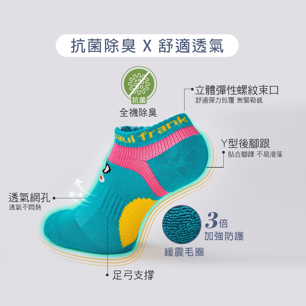 大嘴猴 PAUL FRANK 抗菌足弓氣墊襪 船型襪 正版授權 女襪 PF006【旺達棉品】-細節圖3