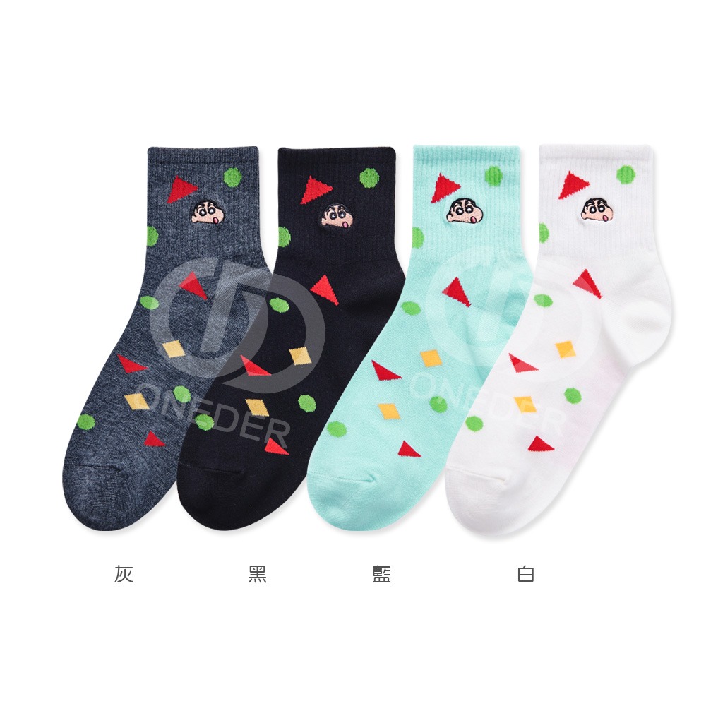 蠟筆小新刺繡中統襪 野原新之助羅紋長襪 小新少女襪 台灣製電繡襪 SC-A307【旺達棉品】-細節圖2