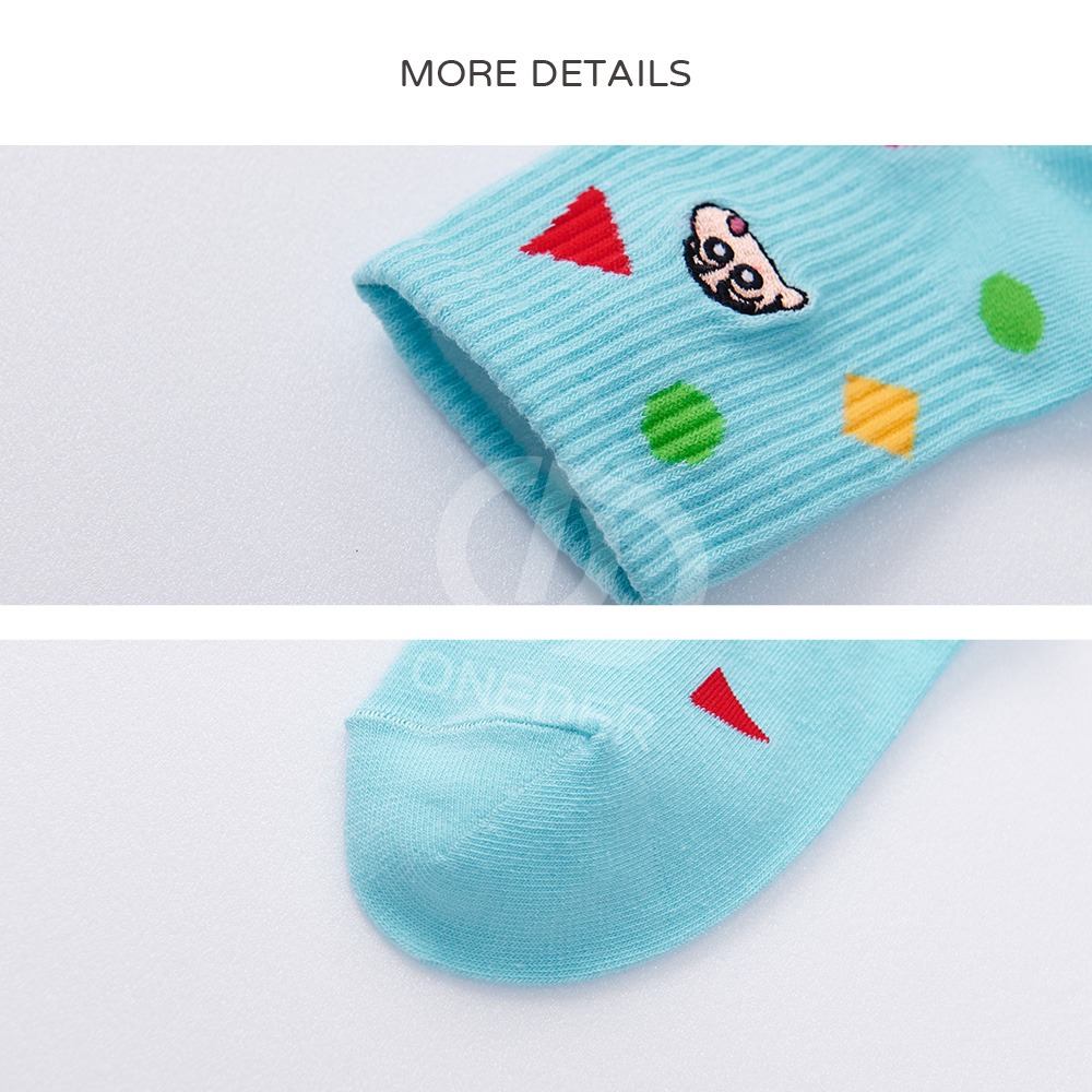 蠟筆小新刺繡中統襪 野原新之助羅紋長襪 小新少女襪 台灣製電繡襪 SC-A307【旺達棉品】-細節圖4