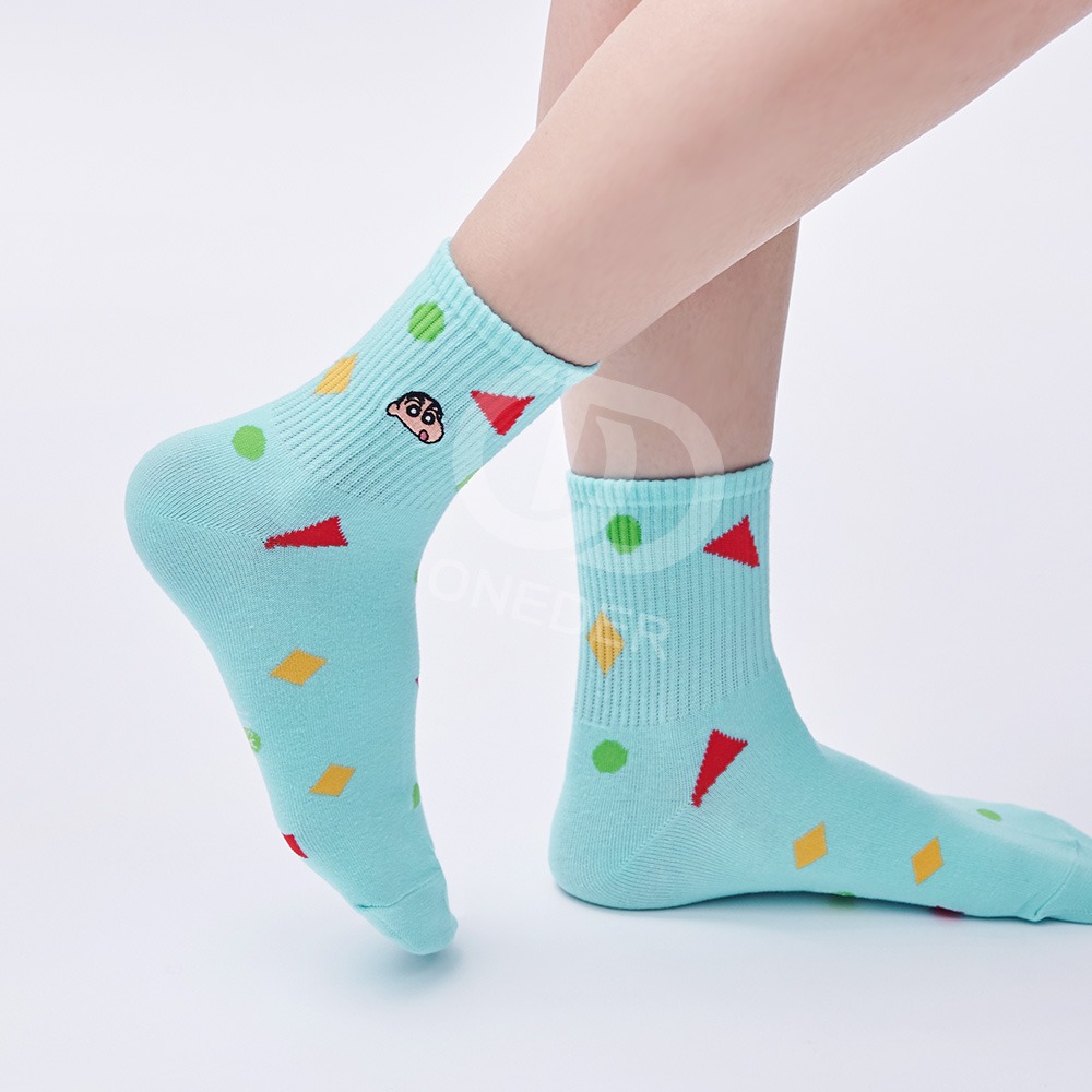 蠟筆小新刺繡中統襪 野原新之助羅紋長襪 小新少女襪 台灣製電繡襪 SC-A307【旺達棉品】-細節圖5