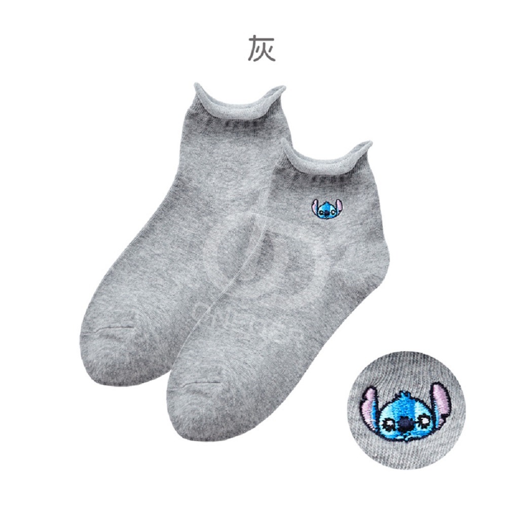 Disney 迪士尼 女中統襪 顏色隨機出貨 史迪奇 刺繡襪 短襪 LH-A304【旺達棉品】-細節圖3