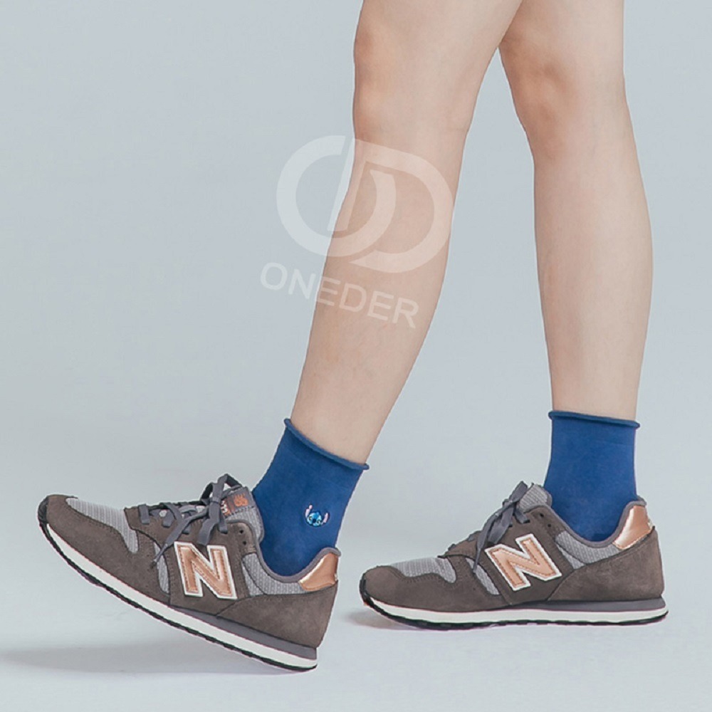 Disney 迪士尼 女中統襪 顏色隨機出貨 史迪奇 刺繡襪 短襪 LH-A304【旺達棉品】-細節圖7