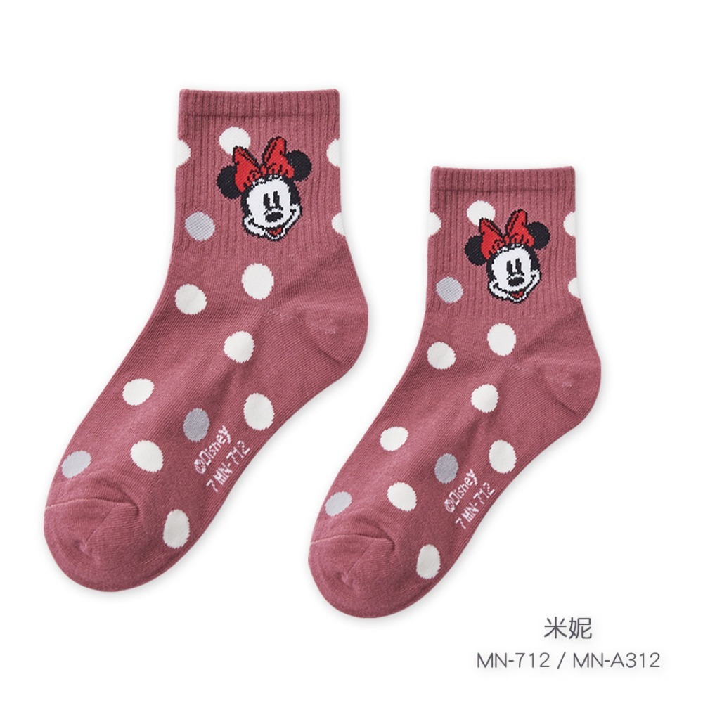 迪士尼 Disney小熊維尼 米奇 米妮 親子襪 中統襪 迪士尼圓點系列中統襪 MK-717 WP-723 【旺達棉品】-規格圖8