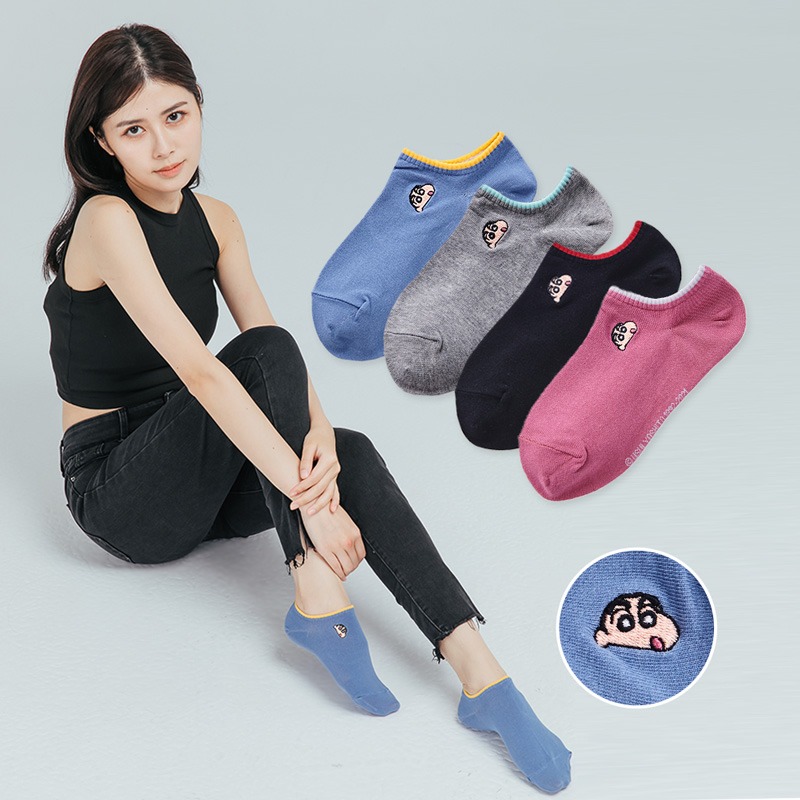 蠟筆小新刺繡船襪 野原新之助船型襪 台灣製電繡襪 SC-A101 SC-A102【旺達棉品】-細節圖2