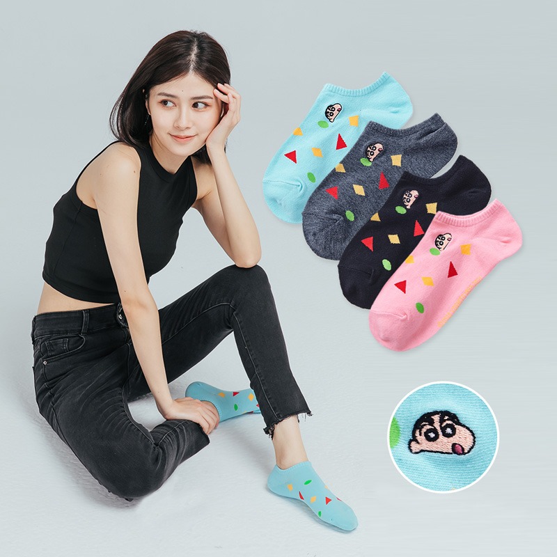 蠟筆小新刺繡船襪 野原新之助船型襪 台灣製電繡襪 SC-A101 SC-A102【旺達棉品】-細節圖3