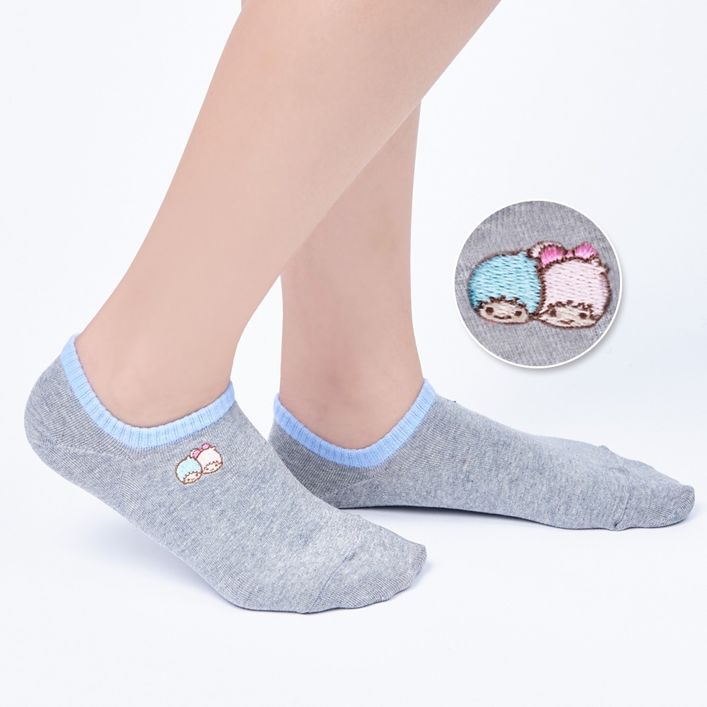三麗鷗 雙子星 kikilala 刺繡船襪 踝襪 短襪 TS-A103 【旺達棉品】-細節圖4