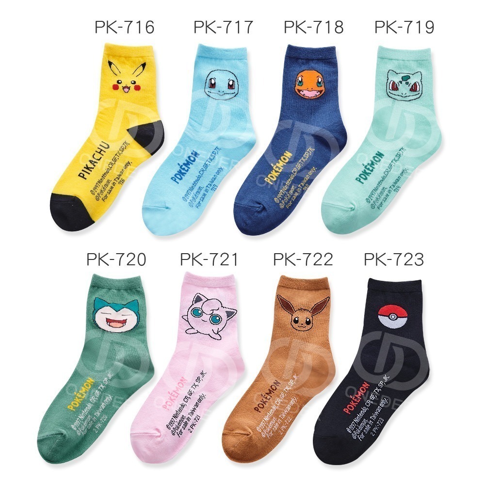 Pokémon 精靈寶可夢皮卡丘1/2童襪 小火龍.伊布.妙蛙種子.兒童短襪 PK-716~723【ONEDER旺達】-細節圖2