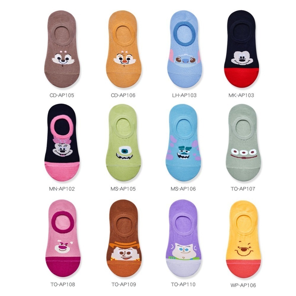 Disney 迪士尼系列套版襪 怪獸電力公司 玩具總動員 奇奇蒂蒂 史迪奇 小熊維尼 隱形襪【旺達棉品】-細節圖10