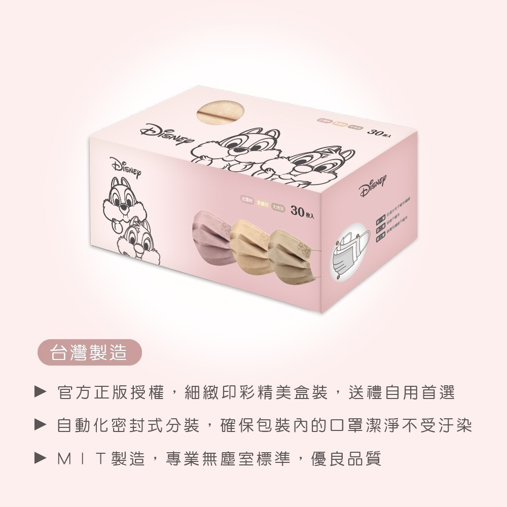 Disney 迪士尼 史迪奇平面口罩(30入) 小熊維尼口罩 奇奇蒂蒂成人口罩【旺達棉品】WP-BZ010-細節圖3