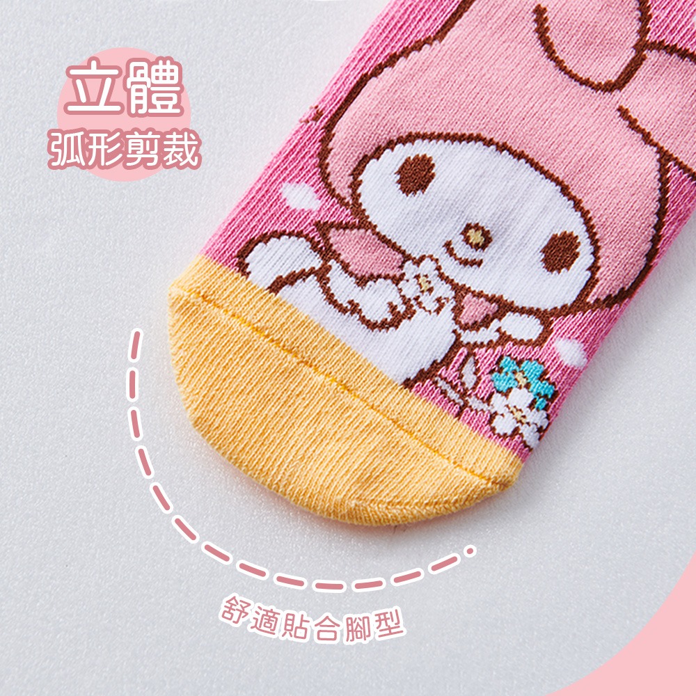Sanrio 三麗鷗 美樂蒂幼童襪 童直版襪 短襪 止滑寶寶襪 幼兒襪【旺達棉品】MM-A215-細節圖3