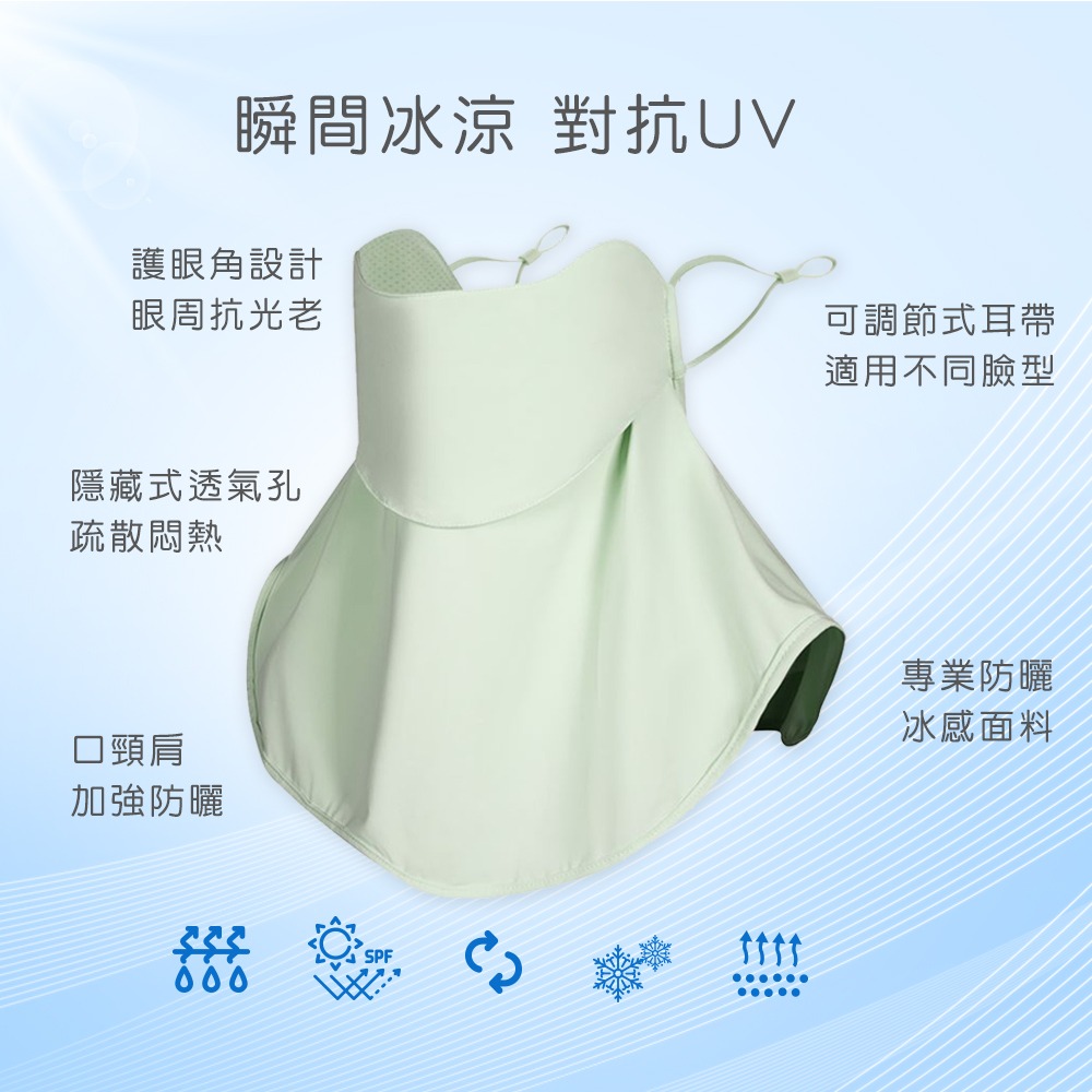 涼感耳扣式面罩 冰絲防曬面罩 立體口罩 防曬口罩 抗uv面罩【旺達棉品】OD-BB24-細節圖3