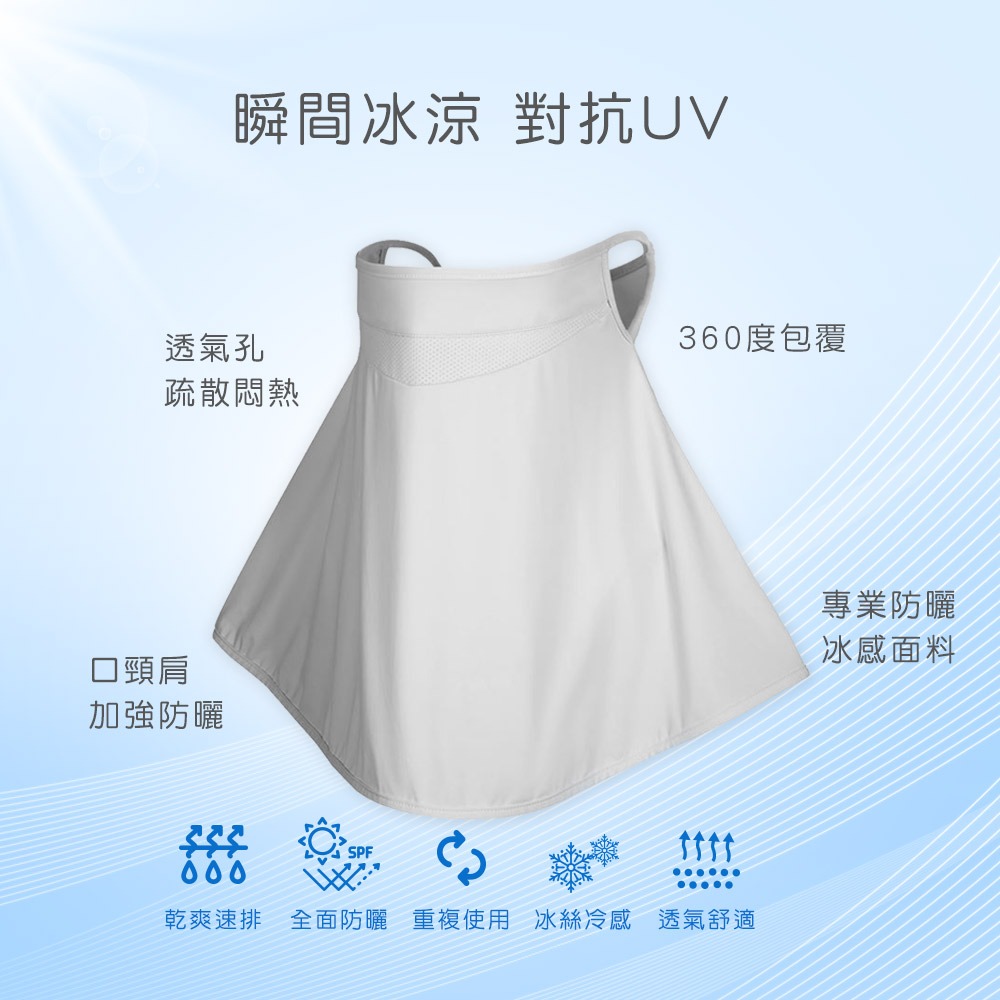 全罩式耳掛式透氣面罩 涼感防曬面罩 抗uv披肩 立體面罩【旺達棉品】OD-BB25-細節圖3