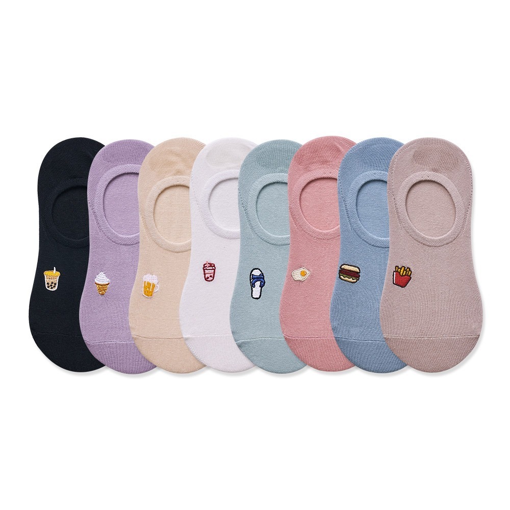 刺繡隱形襪 台灣製 電繡隱形襪 女隱形襪 珍珠奶茶 冰淇淋 薯條【旺達棉品】GK-AP101-細節圖2