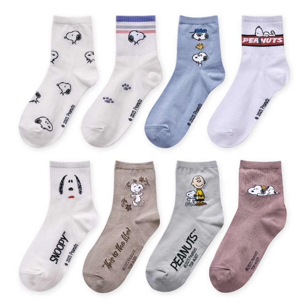 史奴比長襪 SNOOPY 歐拉夫 中筒襪 查理布朗長襪 長統襪 台製棉襪【旺達棉品】SN-A301-細節圖2