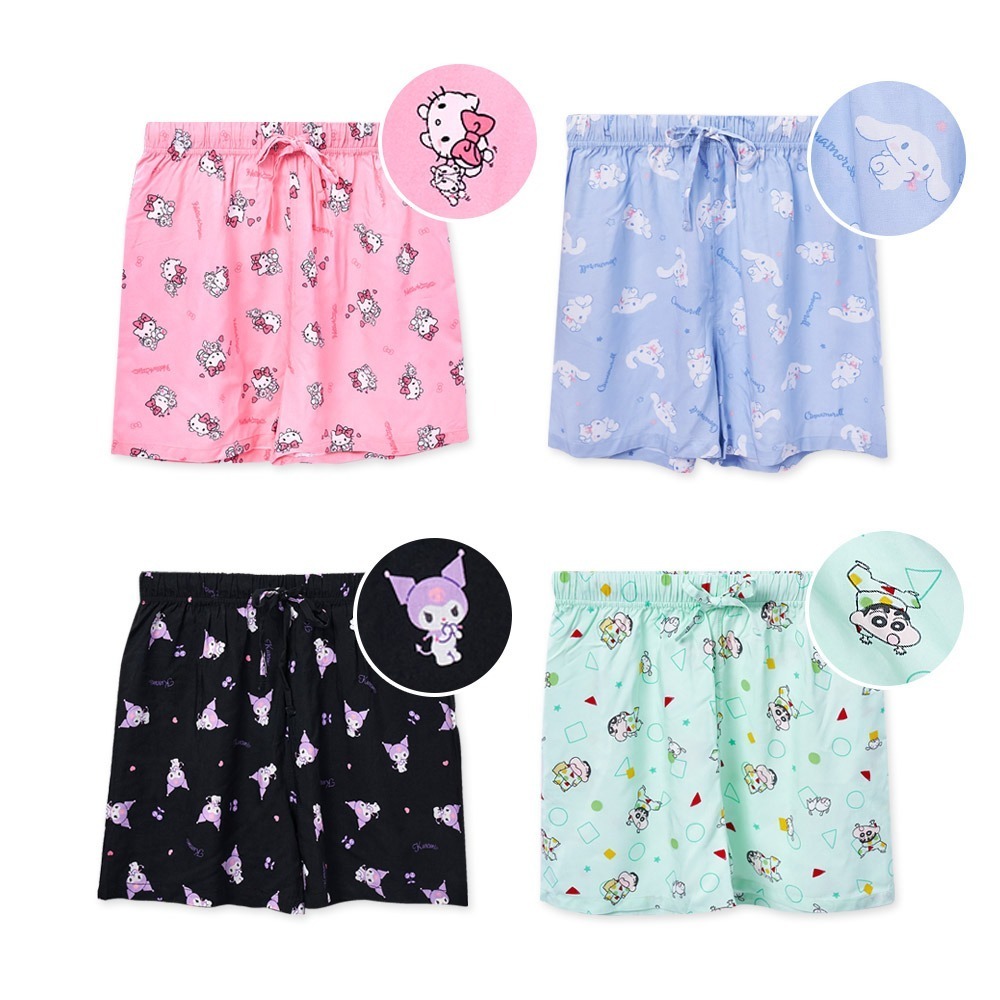三麗鷗 酷洛米居家褲 大耳狗 凱蒂貓寬鬆短褲 家居休閒短褲 雲朵褲 睡褲【旺達棉品】CN-C006-細節圖2