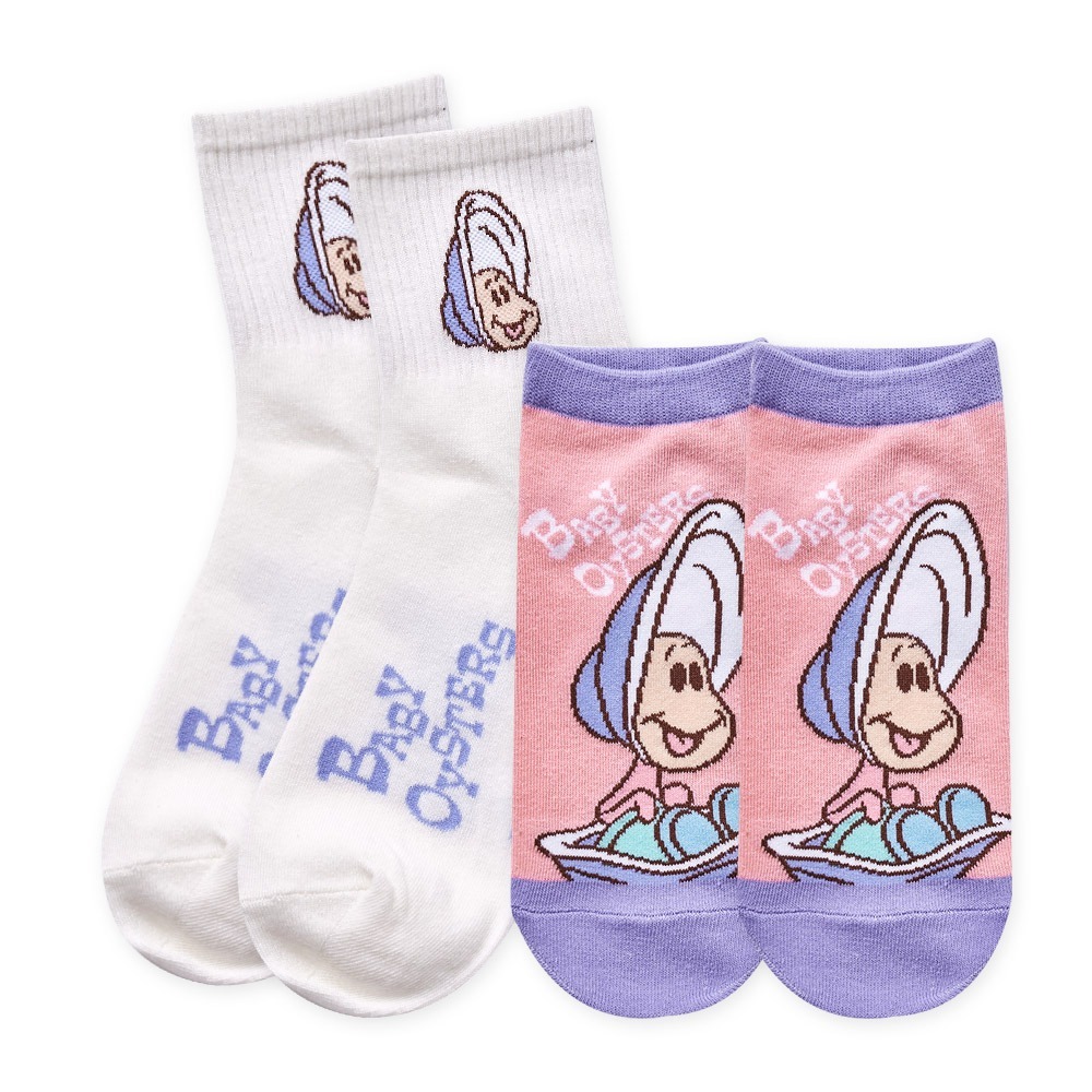Disney 迪士尼 牡蠣寶寶中筒襪 牡蠣寶寶直版襪 短襪 女長襪【旺達棉品】AC-A502-細節圖2