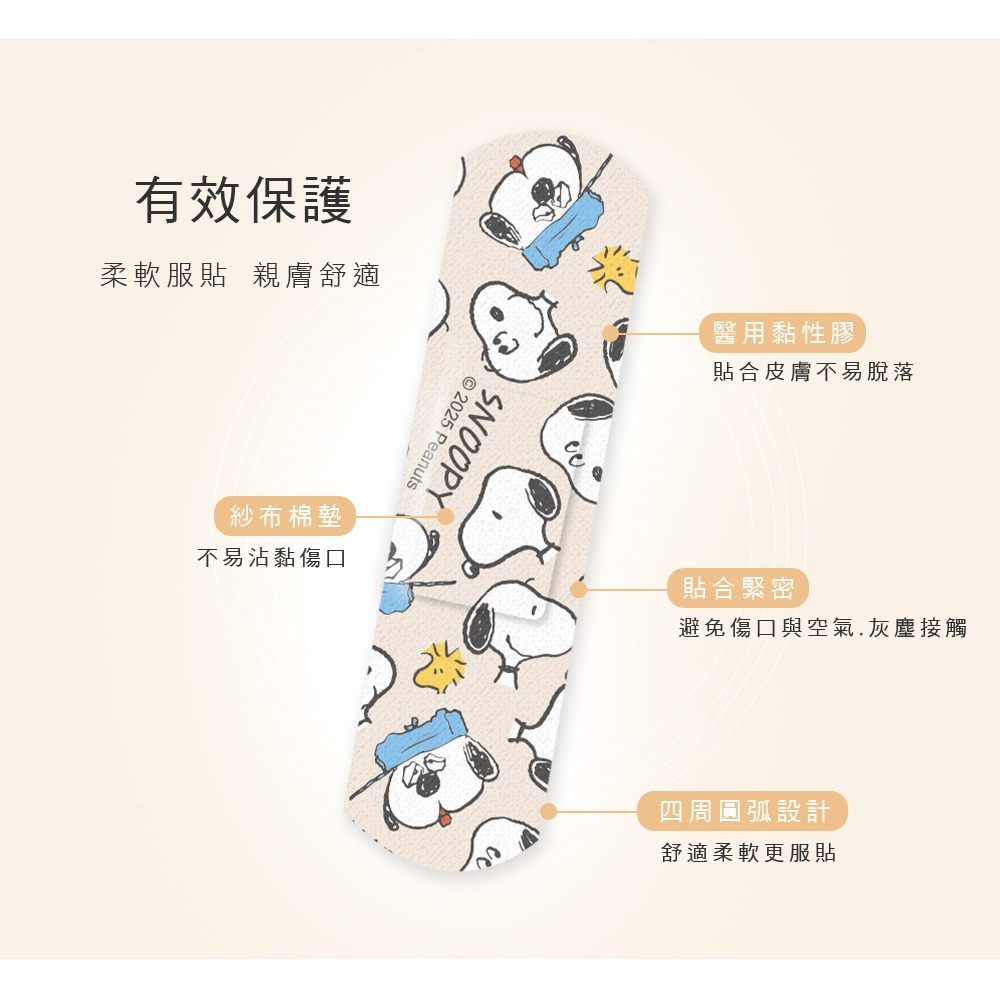 史努比 OK繃 (20入) OK貼繃 卡通貼繃 受傷貼繃【旺達棉品】SN-OK01-細節圖4