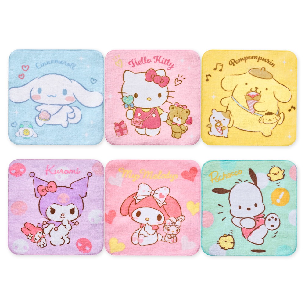 三麗鷗 大耳狗小方巾(3入) 酷洛米 美樂蒂 帕洽狗手帕 小毛巾 卡通系列小方巾 純棉毛巾【旺達棉品】SO-DI001-細節圖2