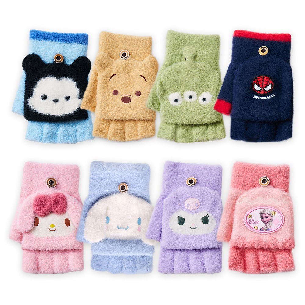 迪士尼 兒童保暖手套 大耳狗 冰雪 蜘蛛人 加厚手套 防寒手套 掀蓋手套 滑雪手套【旺達棉品】UT-HW001-細節圖2