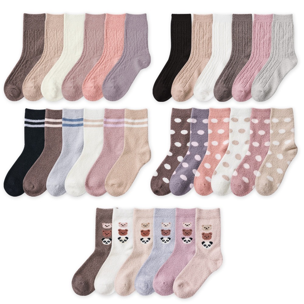 貂絨襪保暖襪 中筒襪 雪襪 加厚冬季長襪 貂絨襪厚襪 女長襪 地板襪 睡眠襪【旺達棉品】GK-D3021-細節圖2