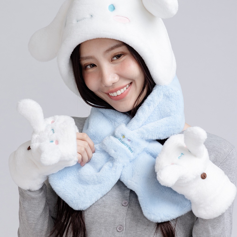 三麗鷗 絨毛保暖手套 大耳狗 酷洛米 奇奇蒂蒂 維尼 史迪奇 掀蓋絨毛手套【旺達棉品】LH-LM011-細節圖8