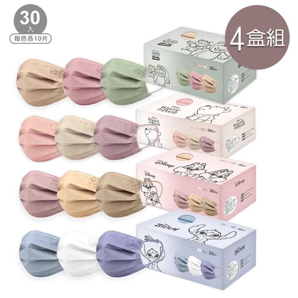 【限時購】成人口罩(30入x4盒)  維尼 大耳狗 奇奇蒂蒂 玩具總動員-細節圖2