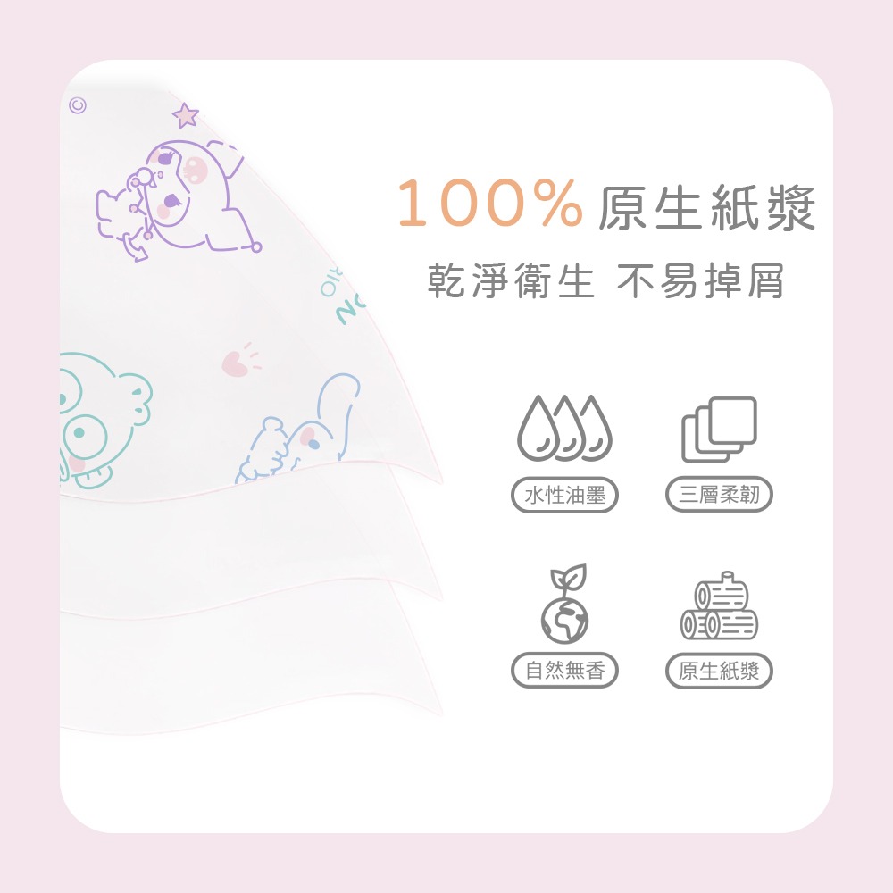 三麗鷗袖珍面紙(40抽x4包) 人魚漢頓 大耳狗 酷洛米 攜帶紙巾 輕柔面紙 印花衛生紙【旺達棉品】SO-LA03-細節圖4