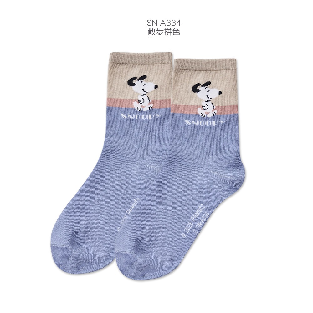 SNOOPY 史奴比長襪 歐拉夫 糊塗塌客 史奴比中筒襪 韓系長襪【ONEDER 旺達棉品】SN-A333-規格圖8
