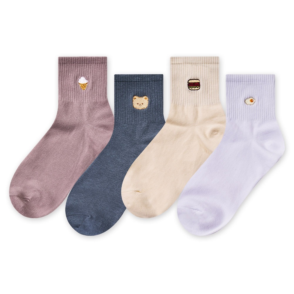 刺繡中筒襪 電繡圖案中筒襪【ONEDER旺達】GK-A409~GK-A412-細節圖2