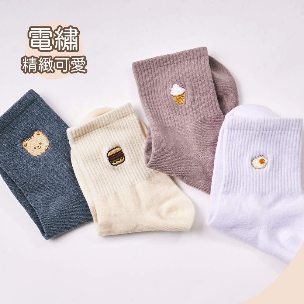 刺繡中筒襪 電繡圖案中筒襪【ONEDER旺達】GK-A409~GK-A412-細節圖4