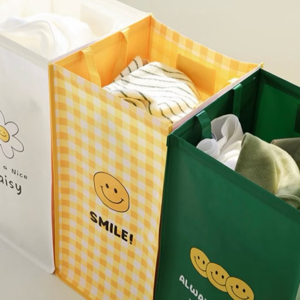 🌟韓國進口/Nature Living 繽紛黃笑臉 分類回收箱/資源回收袋-細節圖2