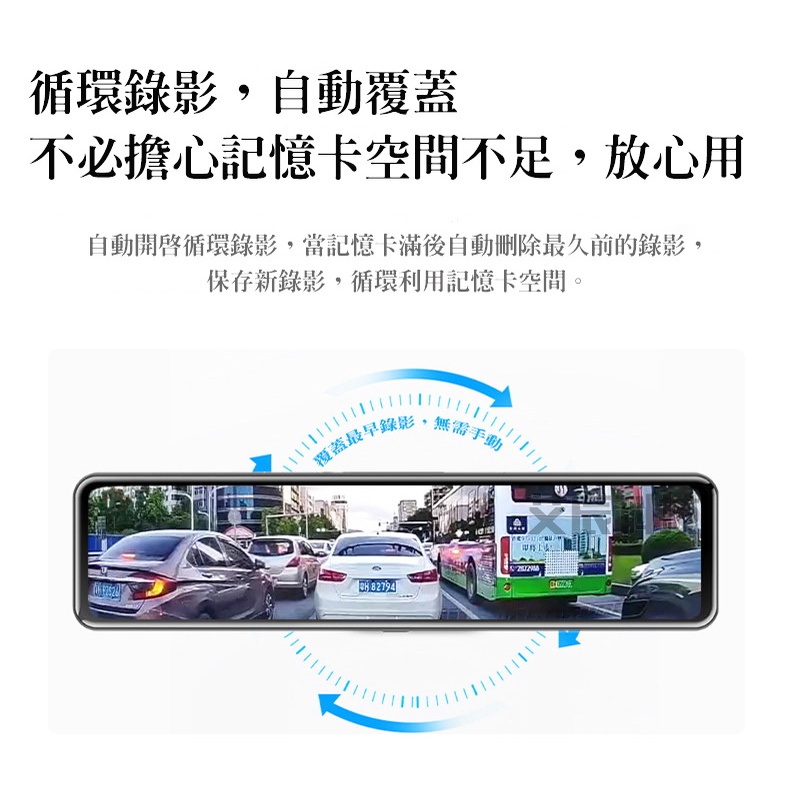 12吋 行車紀錄器 前後雙錄 停車監控 測速提醒 GPS 行車記錄器 語音聲控 170度廣角 倒車顯影 移動偵測-細節圖3