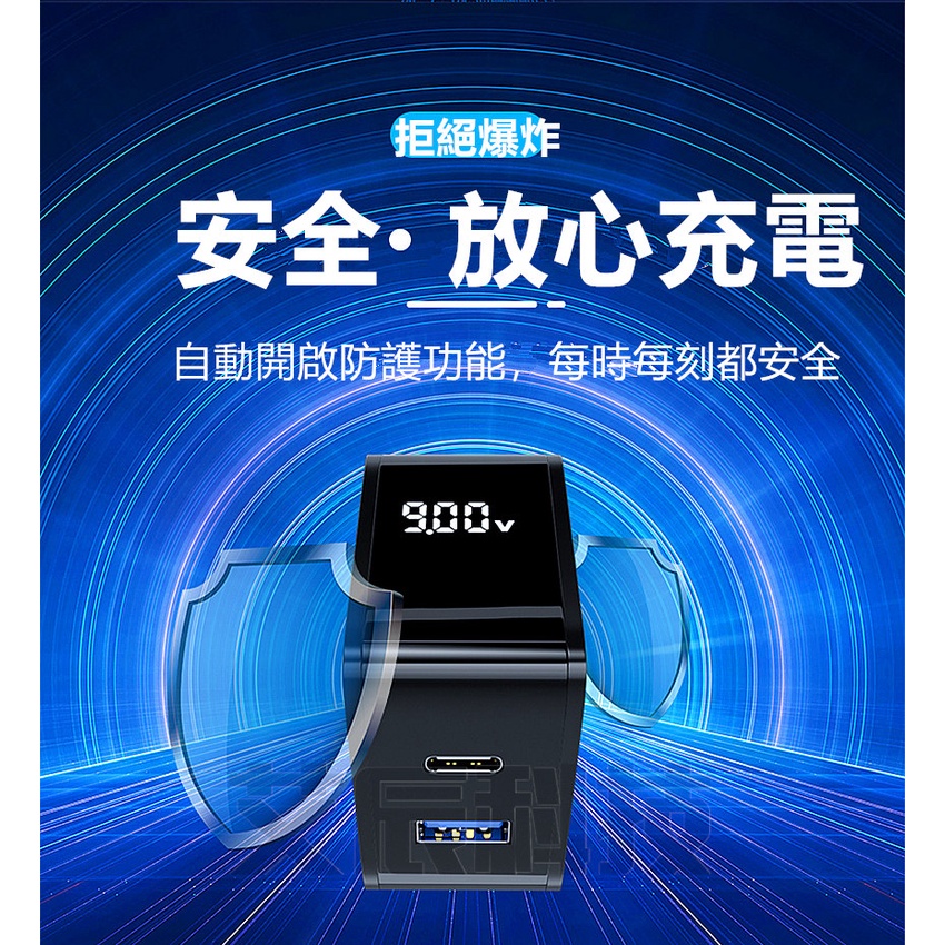 Type-C 豆腐頭 數位顯示 充電頭 i12 i13 快充頭 20W PD+QC快充頭 充電器 三星 蘋果 華為-細節圖2