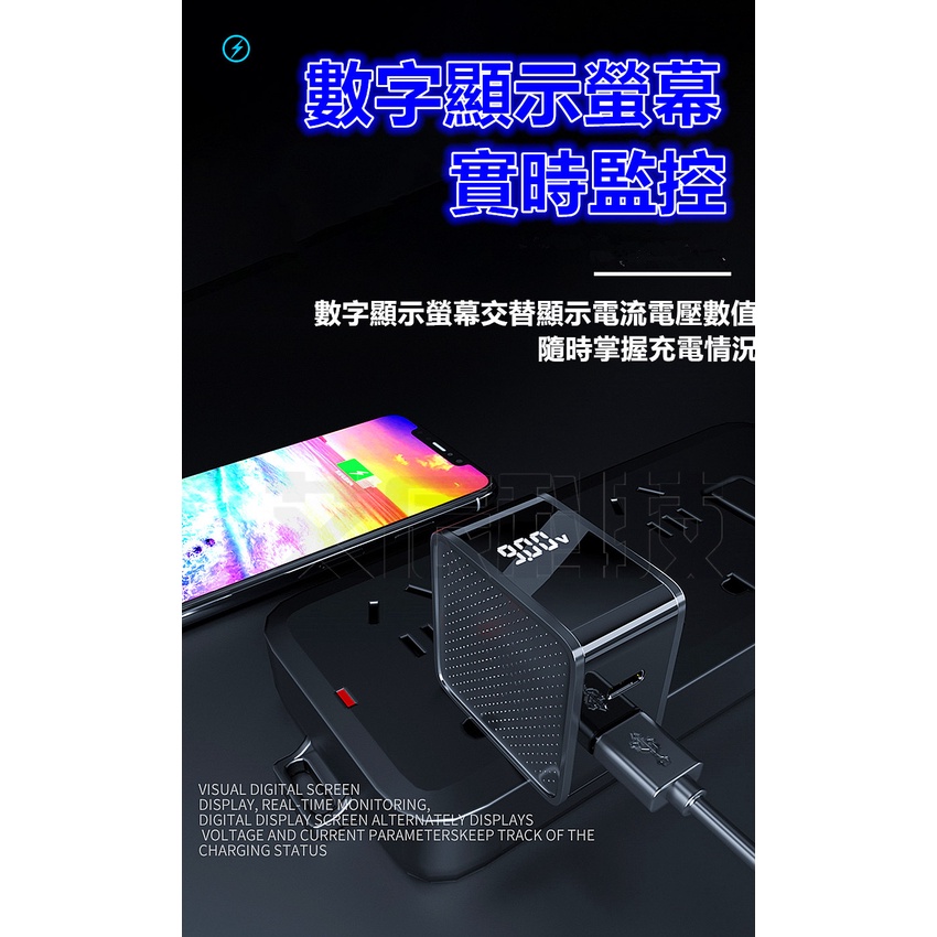 Type-C 豆腐頭 數位顯示 充電頭 i12 i13 快充頭 20W PD+QC快充頭 充電器 三星 蘋果 華為-細節圖6