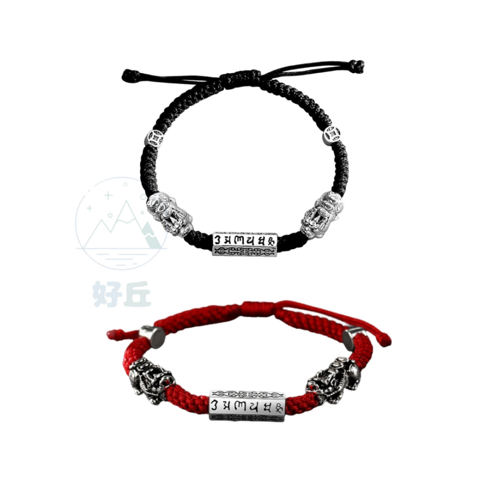六字箴言貔貅手鍊 貔貅 手鍊 貔貅手鍊 開運手鍊 手鏈 手繩 六字箴言 六字真言 紅繩手鍊 編織手環-細節圖2