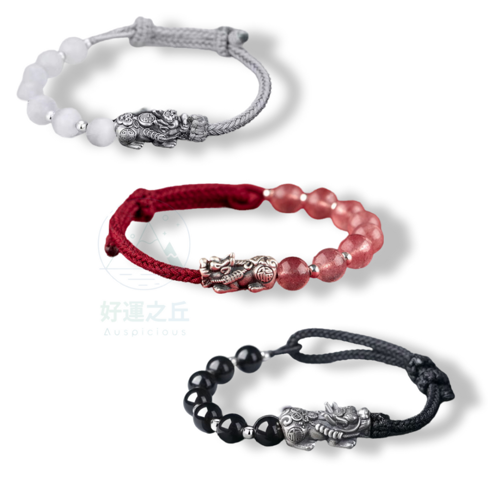 貔貅水晶手鍊 貔貅 手鍊 水晶手鍊 水晶 黑曜石 貔貅手鍊 草莓晶 貓眼石 黑曜石手鍊 手鏈 串珠手鍊-細節圖2