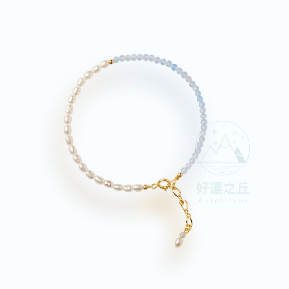 海藍寶珍珠手鍊 手鍊 珍珠手鍊 海藍寶手鍊 水晶手鍊 海藍寶 珍珠 水晶手鏈 串珠手鍊 手串 水晶手鏈-細節圖2