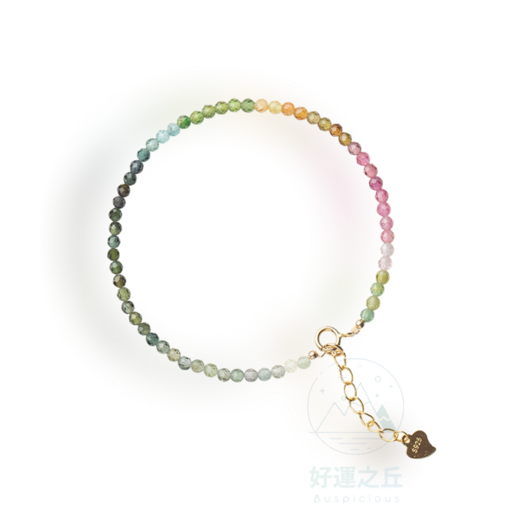 彩虹碧璽手鍊 手鍊 碧璽 水晶手鍊 碧璽手鍊 西瓜碧璽 水晶 手鏈 手環 手繩 手珠 手鏈女 碧璽手珠-細節圖2