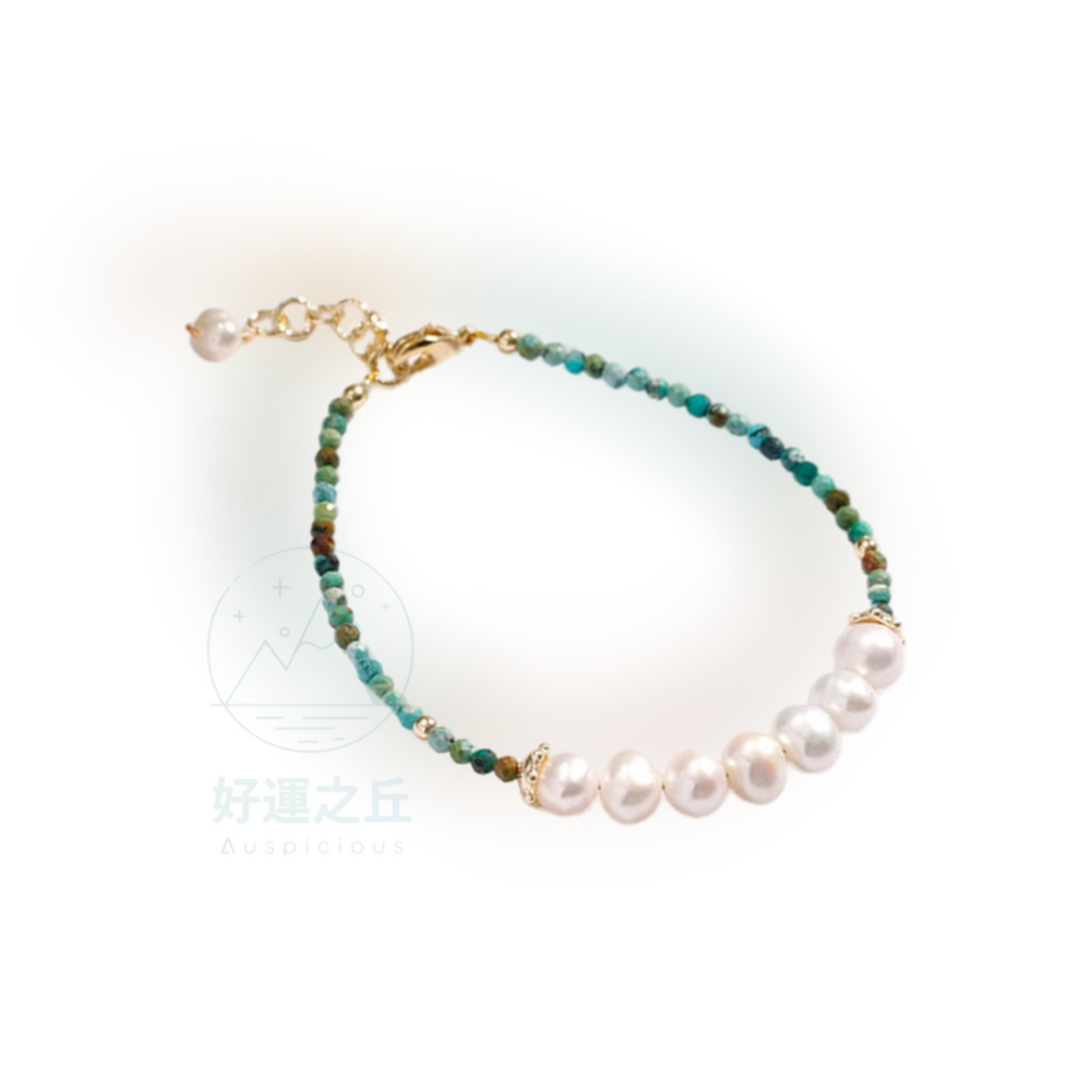 綠松石珍珠手鍊 手鍊 珍珠手鍊 綠松石手鍊 珍珠 綠松石 水晶手鍊 水晶手鏈 串珠手鍊 手鏈 手串-細節圖2