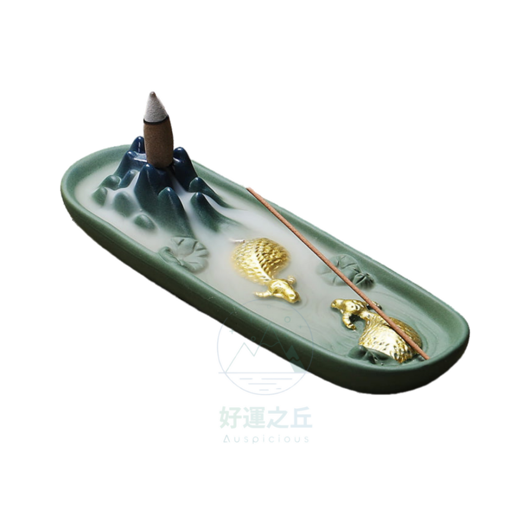 牛轉乾坤倒流香座 倒流香座 線香座 香插 山 陶瓷香插 陶瓷香座 牛 香爐 倒流香爐 臥香座 香座-細節圖2