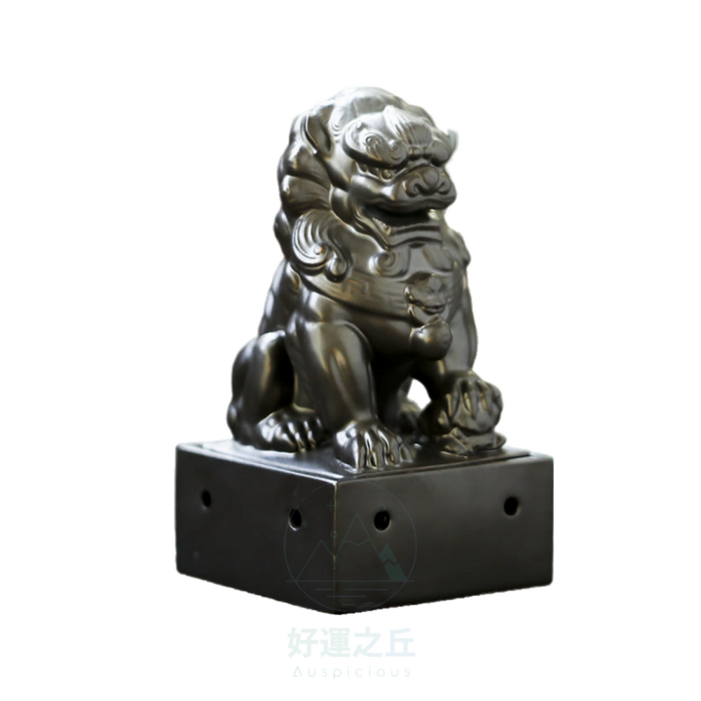 石獅子盤香爐 石獅子 香爐 盤香爐 陶瓷石獅子 醒獅 石獅子擺件 倒流香爐 小香爐 薰香爐 香插 線香盤-細節圖2