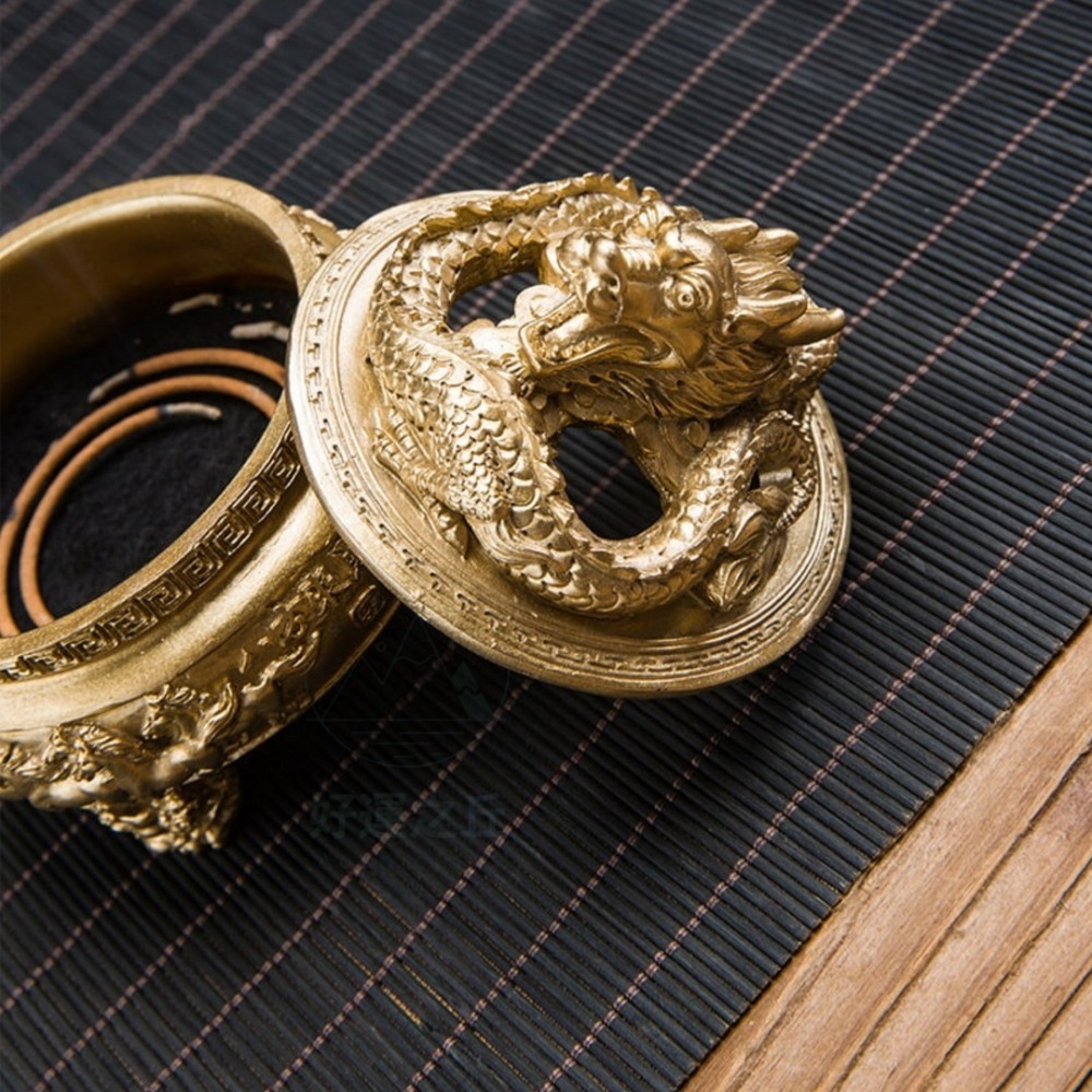 龍香爐 神龍香爐 香爐 龍 金爐 倒流香爐 小香爐 薰香爐 香插 盤香爐 臥香座 線香盤 迷你香爐 金龍-細節圖4