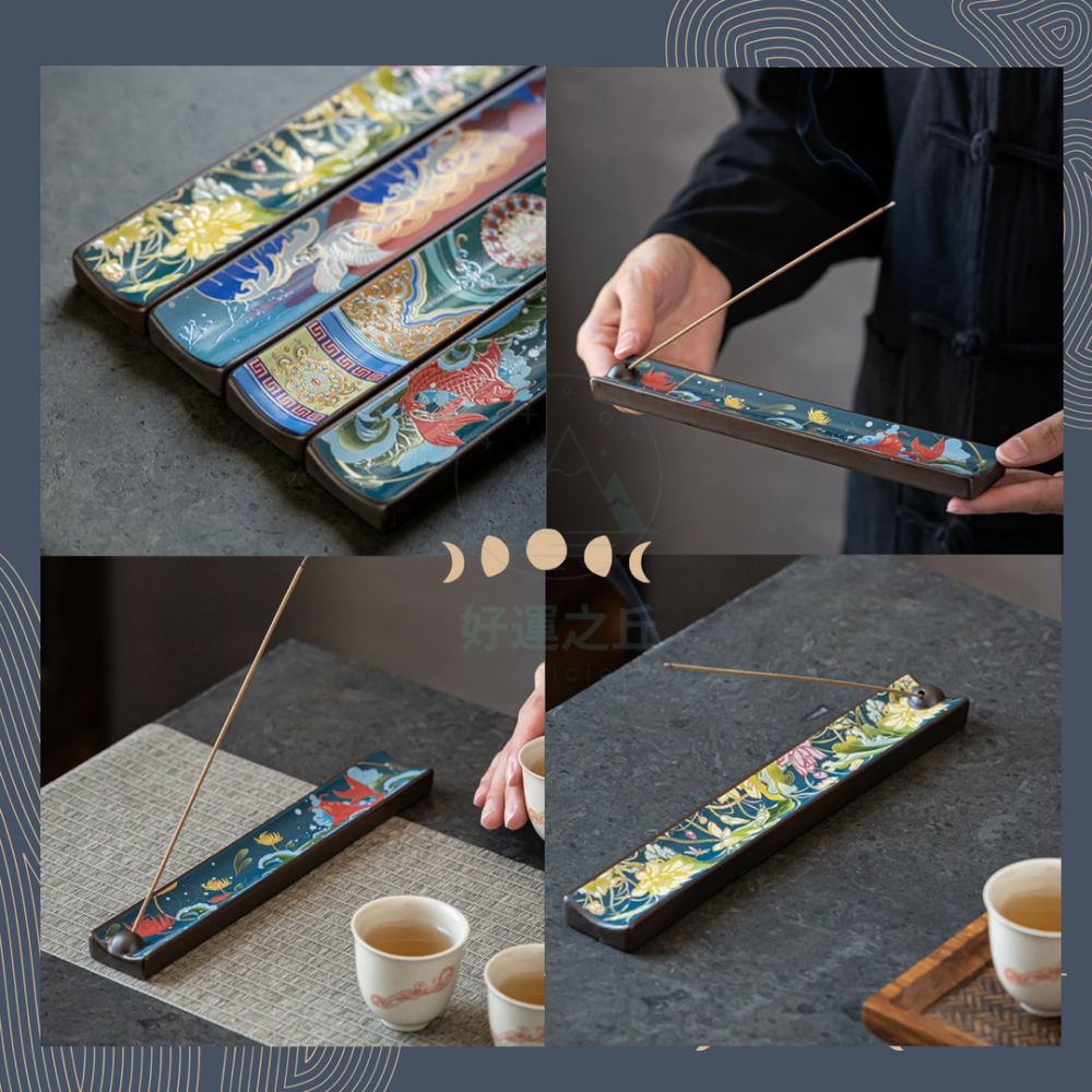 琺瑯彩陶瓷香插 線香座 香插 陶瓷香插 琺瑯彩陶瓷 香爐 線香 倒流香爐 小香爐 臥香座 香座 陶瓷擺件-細節圖4