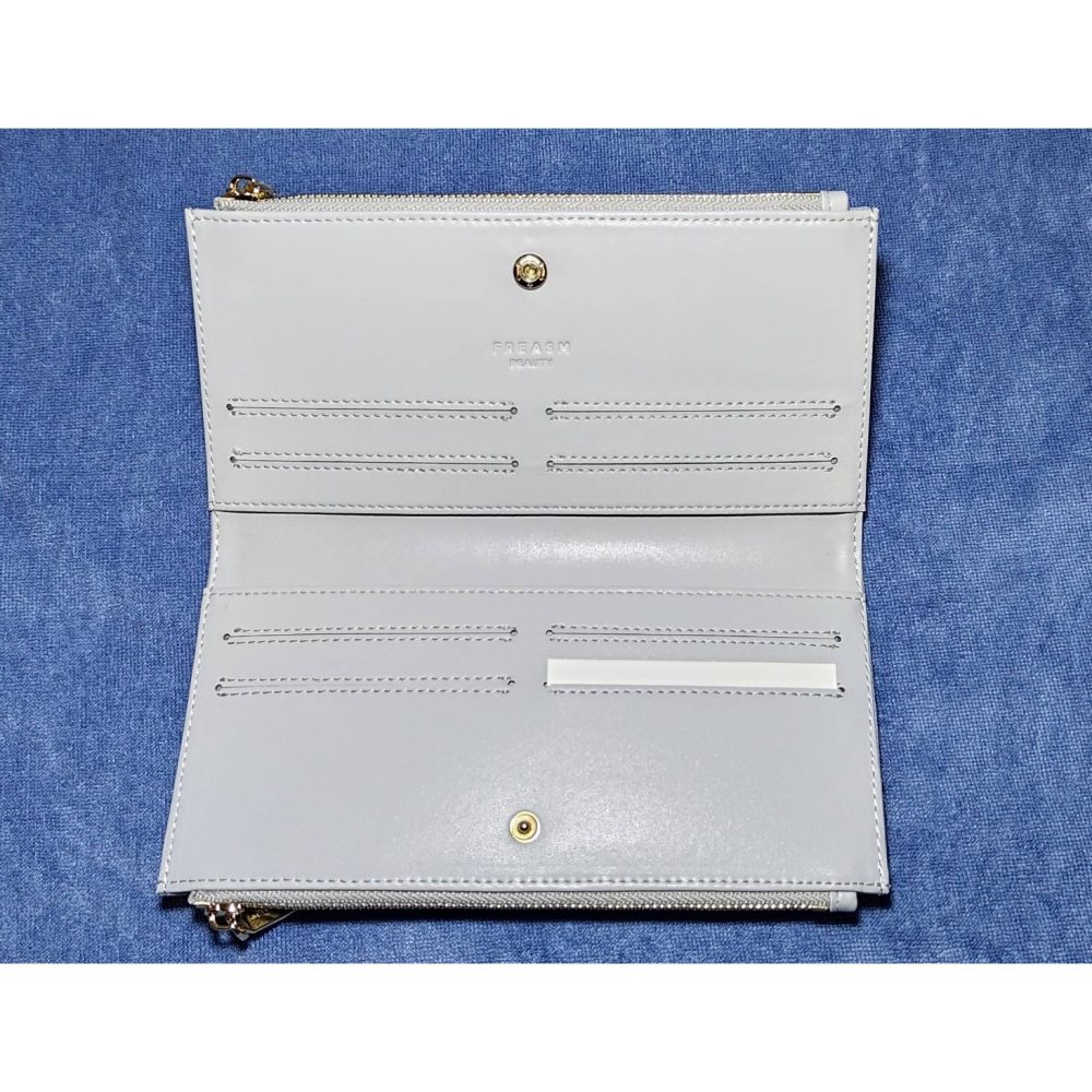 FREASM撞色十字紋輕薄雙拉長夾(水藍)-細節圖3