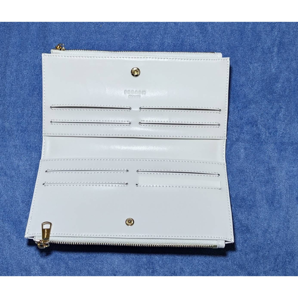 FREASM撞色十字紋輕薄雙拉長夾(銀色)-細節圖3