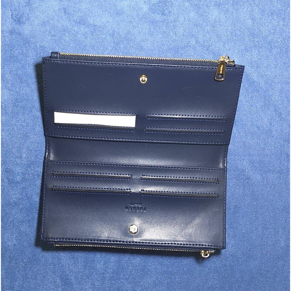 FREASM撞色十字紋輕薄雙拉長夾(黑色)-細節圖3